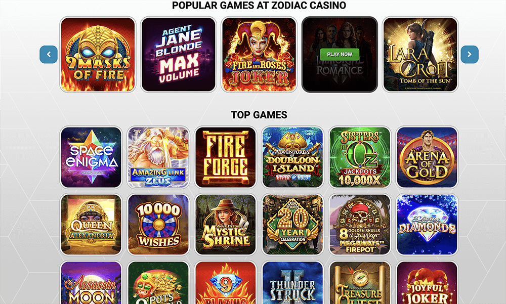 Game Selection at Zodiac Casino